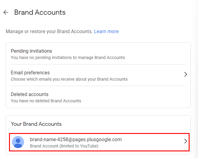 check your brand account